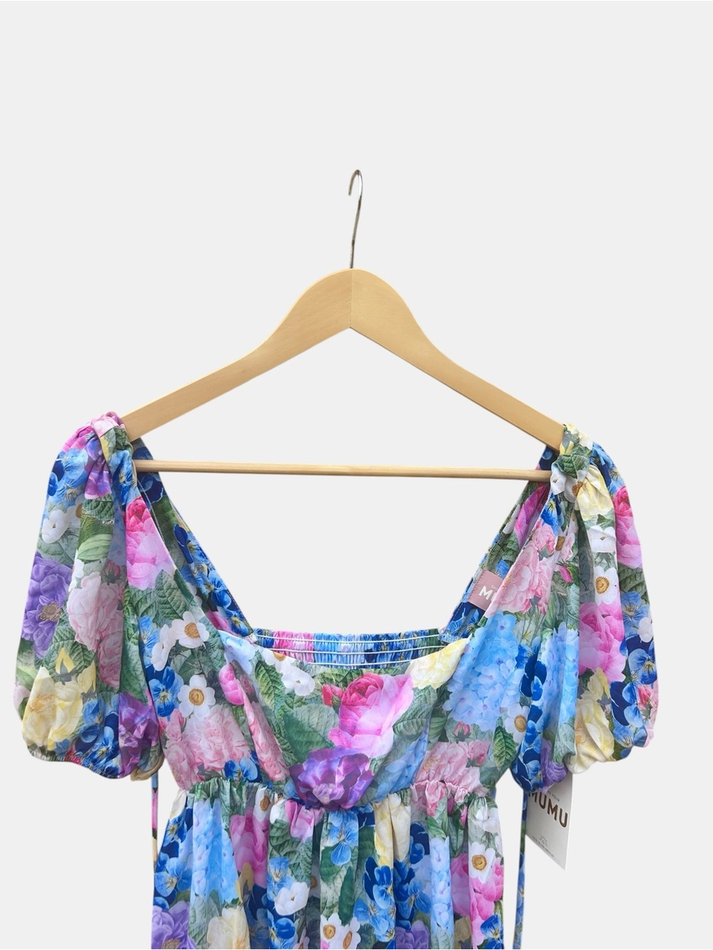 NWT Show Me Your Mumu Floral Milkmaid Babydoll Mini Dress Small Cottagecore Puff - Picture 8 of 9
